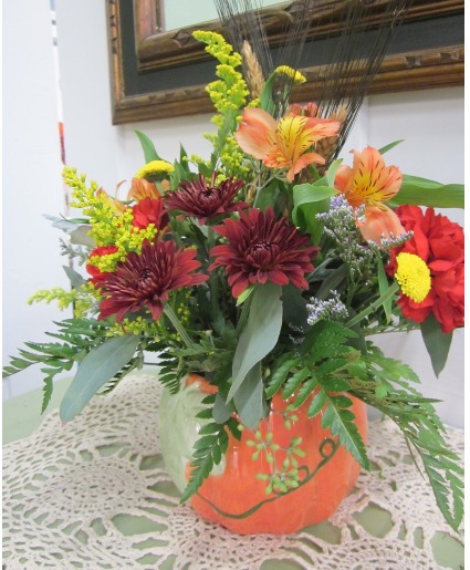 out in the pumpkin patch arrangement