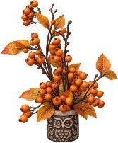 Owl with Orange Berries Silk Silk Arrangement 