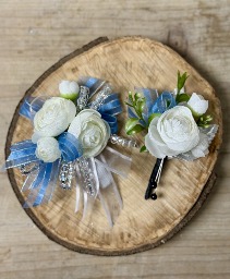 P100- Serene Seashore Faux Corsage and Boutonniere set