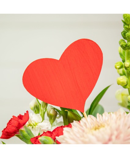 Painted Wood Heart Arrangement Pick