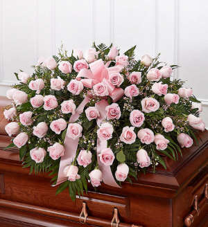pale pink casket spray 