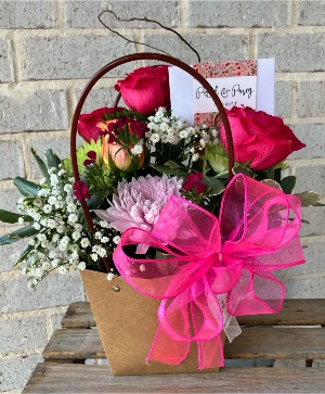 Paper Tote Arrangement Mixed Fresh Flowers