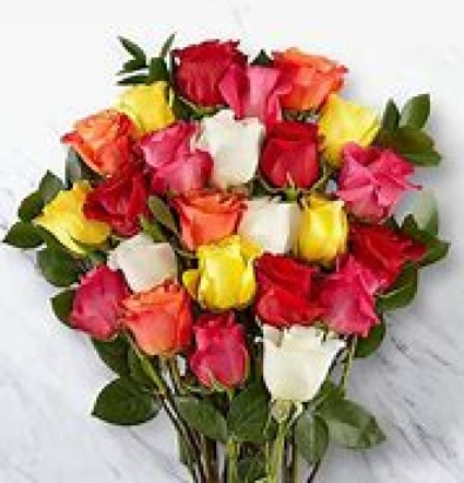 Paper Wrapped Rose Mix Loose Wrap Bouquet