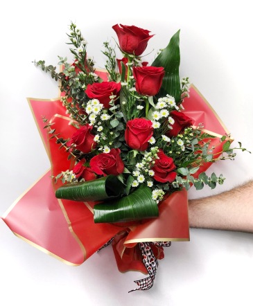 Passionate Dozen Wrapped Bouquet in Albany, NY | Ambiance Florals & Events