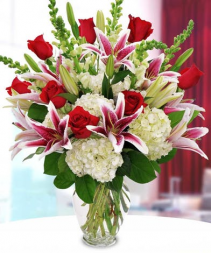 Love You Always! Choose Your Colors! Roses, Oriental Lilies, Hydrangea and Snapdragons