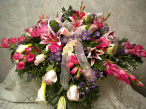 Passionate pink casket spray