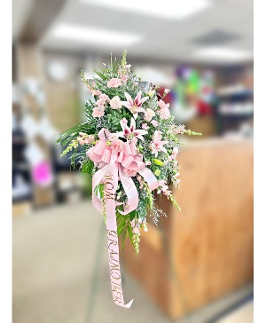 Flowerland: Restful Grace Live Standing Spray funeral