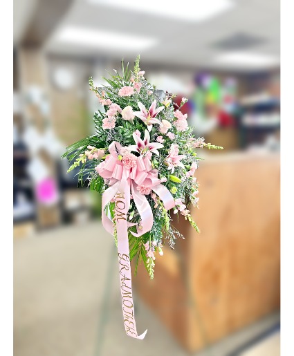 Flowerland: Restful Grace Live Standing Spray funeral