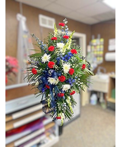 Flowerland Salute To Service Live Standing Spray patriotic spray