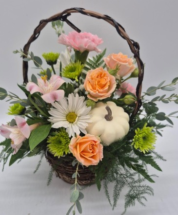 Pastel Fall Basket Floral Bouquet in Presque Isle, ME | COOK FLORIST, INC.