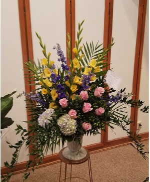 Pastel Floral Sympathy Pedestal Arrangement 