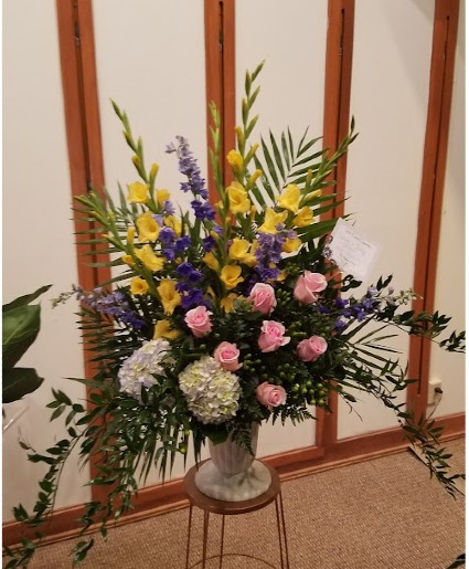 Pastel Floral Sympathy Pedestal Arrangement 