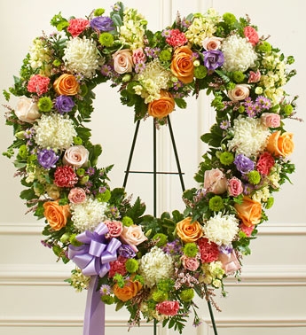 Pastel Heart funeral flowers