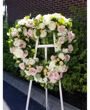 Pastel Open Heart Funeral Arrangement