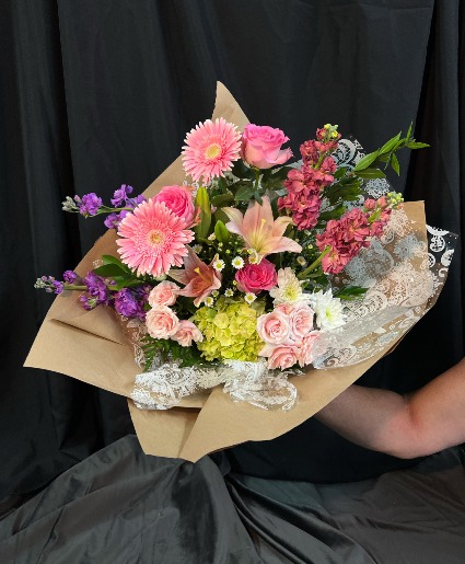 Pastel Petals Wrapped Flower Bouquet