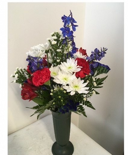 Patriotic Cemetery Flowers Fresh Arrangement 