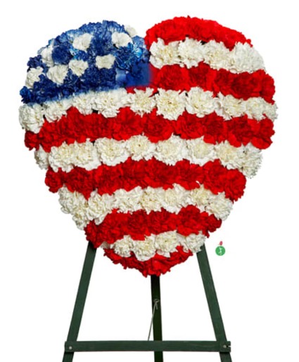 Patriotic Closed Heart  Standing Spray