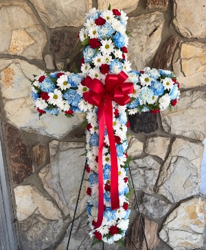 Patriotic Cross Standing Spray 