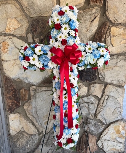 Patriotic Cross Standing Spray 