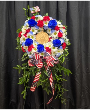 PATRIOTIC SALUTE 12" WREATH STANDING SPRAY 