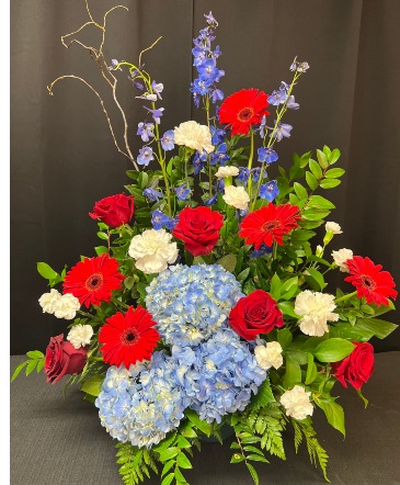 Patriotic Tribute Bouquet Sympathy Arrangement in Denison, TX | JUDY'S FLOWER SHOPPE
