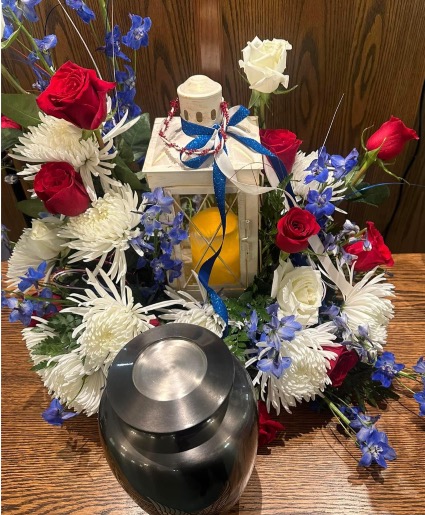 Patriotic with Candle  Urn piece for memorial 