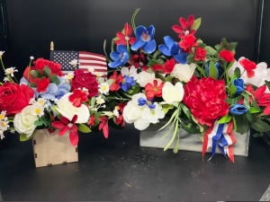 Patriotic Wood box Silk Floral Designers Choice