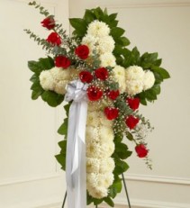 Peace and Prayers Standing Cross - Red sympathy flowers