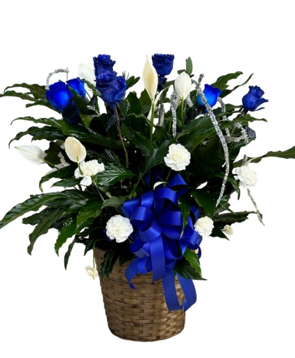 Peace Lily with Fresh Roses 