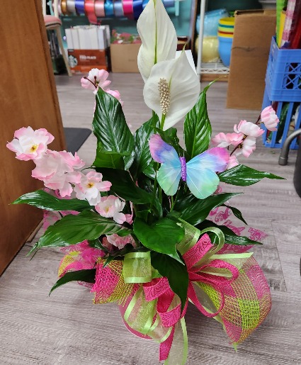 Peace Lily with floral Accents Accent Colors Vary