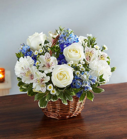 Peace, Prayer & Blessing - Blue & White Sympathy Arrangements