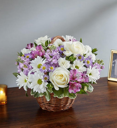 Peace, Prayer & Blessing - Lavender & White Sympathy Arrangements