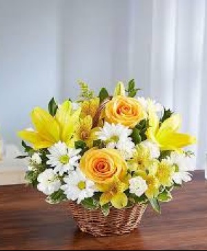 Peace, Prayers and Blessings  Yellow and White in Basket 