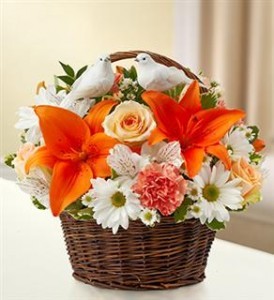 Peace, Prayers & Blessings - Peach, Orange & White Funeral - Sympathy