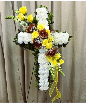 PEACE & PRAYERS CROSS SHAPED STANDING SPRAY