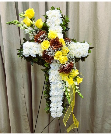 PEACE & PRAYERS CROSS SHAPED STANDING SPRAY in Beeville, TX | ZIMMER FLORAL & NURSERY, INC.