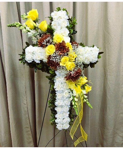 PEACE & PRAYERS CROSS SHAPED STANDING SPRAY