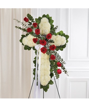 Peace & Prayers™ Standing Cross- Red & White 