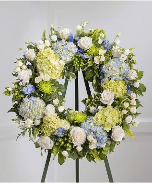 PEACEFUL BLUE GARDEN WREATH Standing Spray 