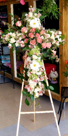 Peaceful Crossings STANDING CROSS FUNERAL ARRANGEMENT 