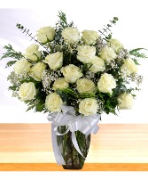 Peaceful: Dozen and a Half White Roses Vase Arrangement