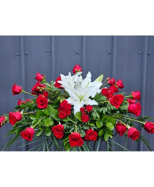 Peaceful Elegance Casket Spray Funeral Flowers