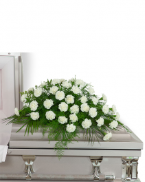 Peaceful in White Casket Spray Sympathy