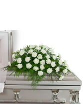 Peaceful in White Casket Spray Sympathy