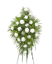 Peaceful in White Standing Spray Sympathy Arrangement