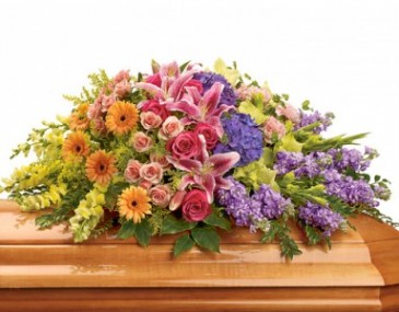 Peaceful Pastels Casket Spray in Converse, TX | KAREN'S HOUSE OF FLOWERS & CUSTOM CREATIONS