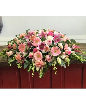 Peaceful Pink Cakset spray  casket spray 