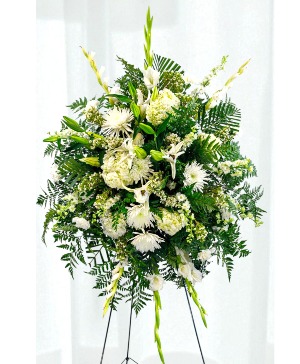 Peaceful: Round White  Standing Spray