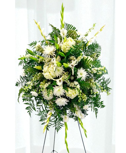 Peaceful: Round White  Standing Spray