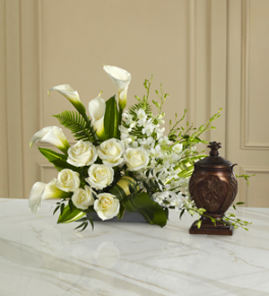 Peaceful Sendoff Cremation/Urn arrangement (URN NOT INCLUDED) in Hesperia, CA | FAIRY TALES FLOWERS & GIFTS